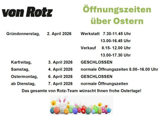 Öffnungszeiten über Ostern - Auto Welt von Rotz AG 8